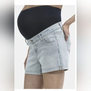 New Women's Maternity Roll Cuff Shorts size Xxl denim jeans shorts light wash